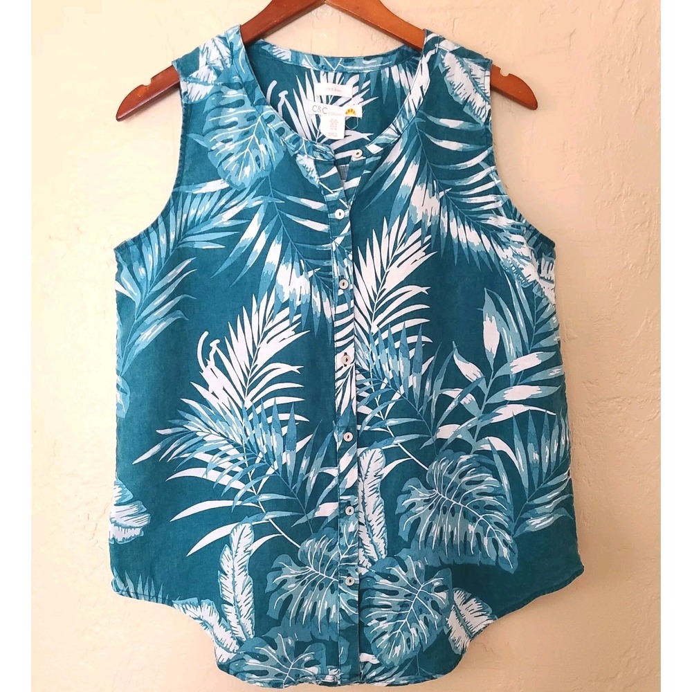 C&C Linen Top shirt women's size Medium